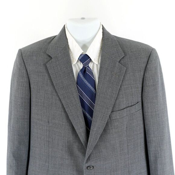 Tom James Gray‎ W/ Hint Of Blue Wool 2 Button Blazer 38S - Picture 1 of 16